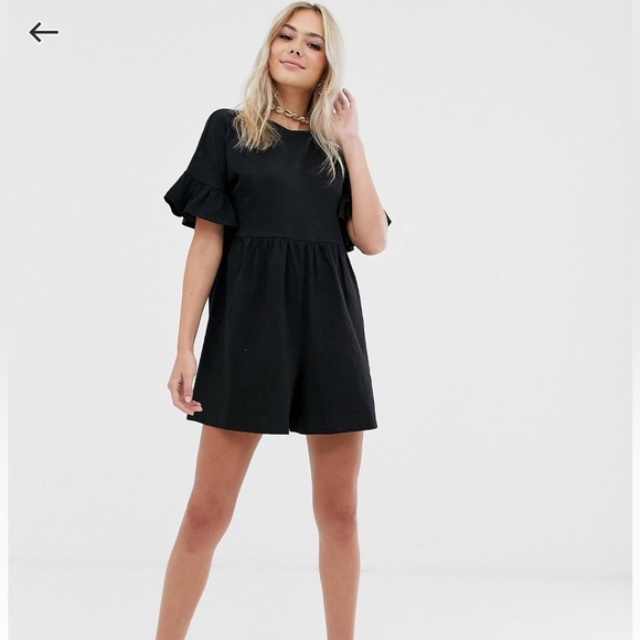 ASOS • Smock Romper with Frill Sleeve - Picture 4 of 10